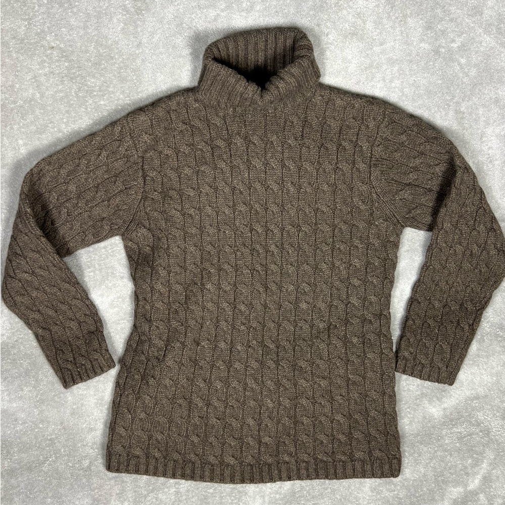 L.L. Bean Sweater Womens Small Vintage Cable Knit Lambs Wool Angora Turtleneck - Picture 3 of 7